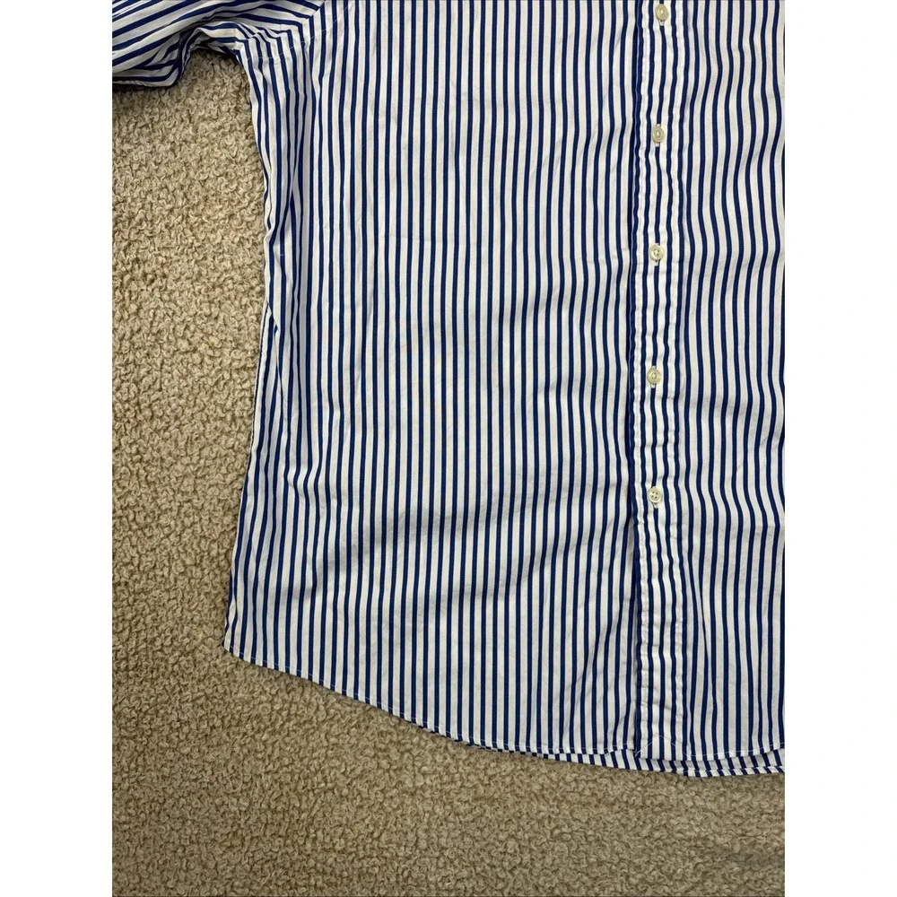 Polo Ralph Lauren Shirt Mens XL Blue Striped Custom Fit Button Down Pony 17.5